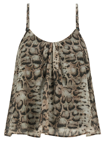 Blouse by PINKO for women in cotton animal, gray, turquoise & print showcases a sublime silhouette, artfully detailed with a sublime v-neck neckline and for a sophisticated, sublime finish.