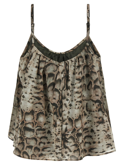 Blouse by PINKO for women in cotton animal, gray, turquoise & print presents a discerning silhouette, showcasing a sophisticated v-neck neckline and for a truly discerning finish.
