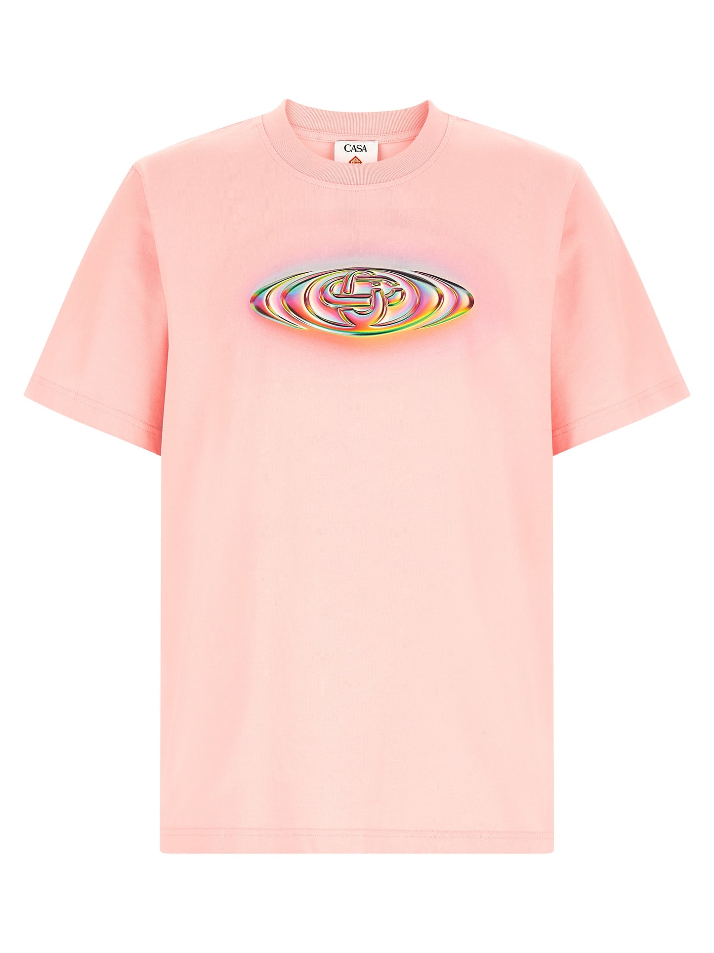 T-Shirt by Casablanca for men in organic cotton multicolor, pink & print showcases a chic silhouette, artfully detailed with a chic crew neckline and short-sleeve for a chic finish.