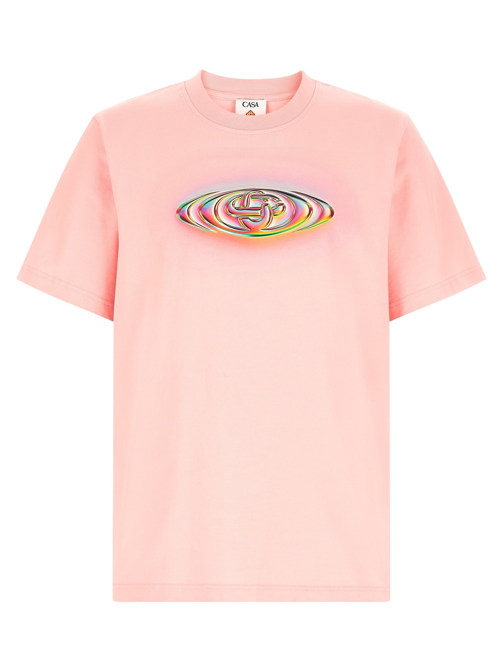 T-Shirt by Casablanca for men in organic cotton multicolor, pink & print showcases a chic silhouette, artfully detailed with a chic crew neckline and short-sleeve for a chic finish.