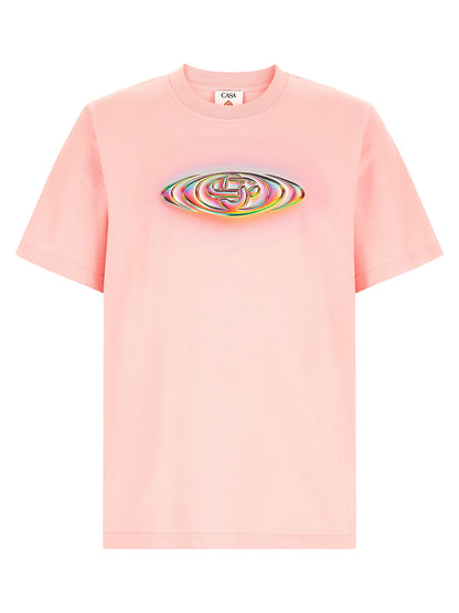 T-Shirt by Casablanca for men in organic cotton multicolor, pink & print showcases a chic silhouette, artfully detailed with a chic crew neckline and short-sleeve for a chic finish.