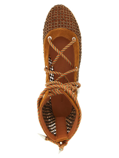 Ankle Boots by Kiko Kostadinov for women in polyester suede leather & mesh brown & multicolor features an enchanting design from the Women's Polyester Suede Leather & Mesh Ankle Boots collection, highlighting a enchanting and almond toe style for a refined look.
