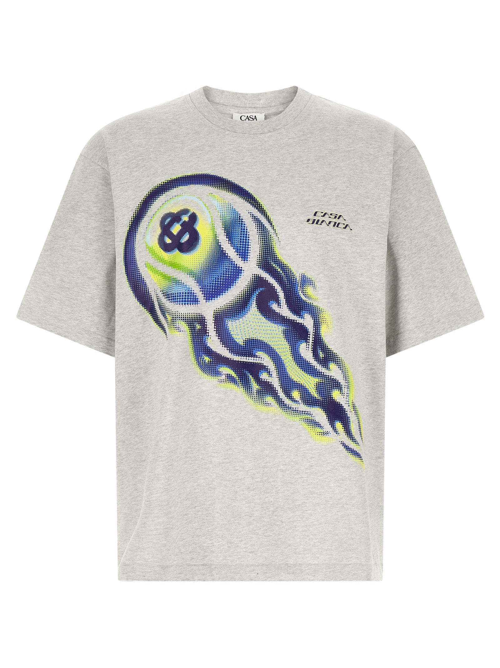 T-Shirt by Casablanca for men in organic cotton gray & print features a plush silhouette, showcasing a sophisticated crew neckline and for a truly plush finish.