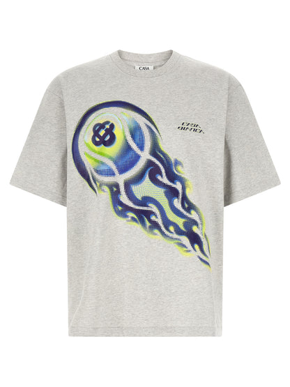 T-Shirt by Casablanca for men in organic cotton gray & print features a plush silhouette, showcasing a sophisticated crew neckline and for a truly plush finish.