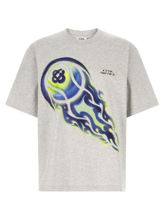 T-Shirt by Casablanca for men in organic cotton gray & print features a plush silhouette, showcasing a sophisticated crew neckline and for a truly plush finish.