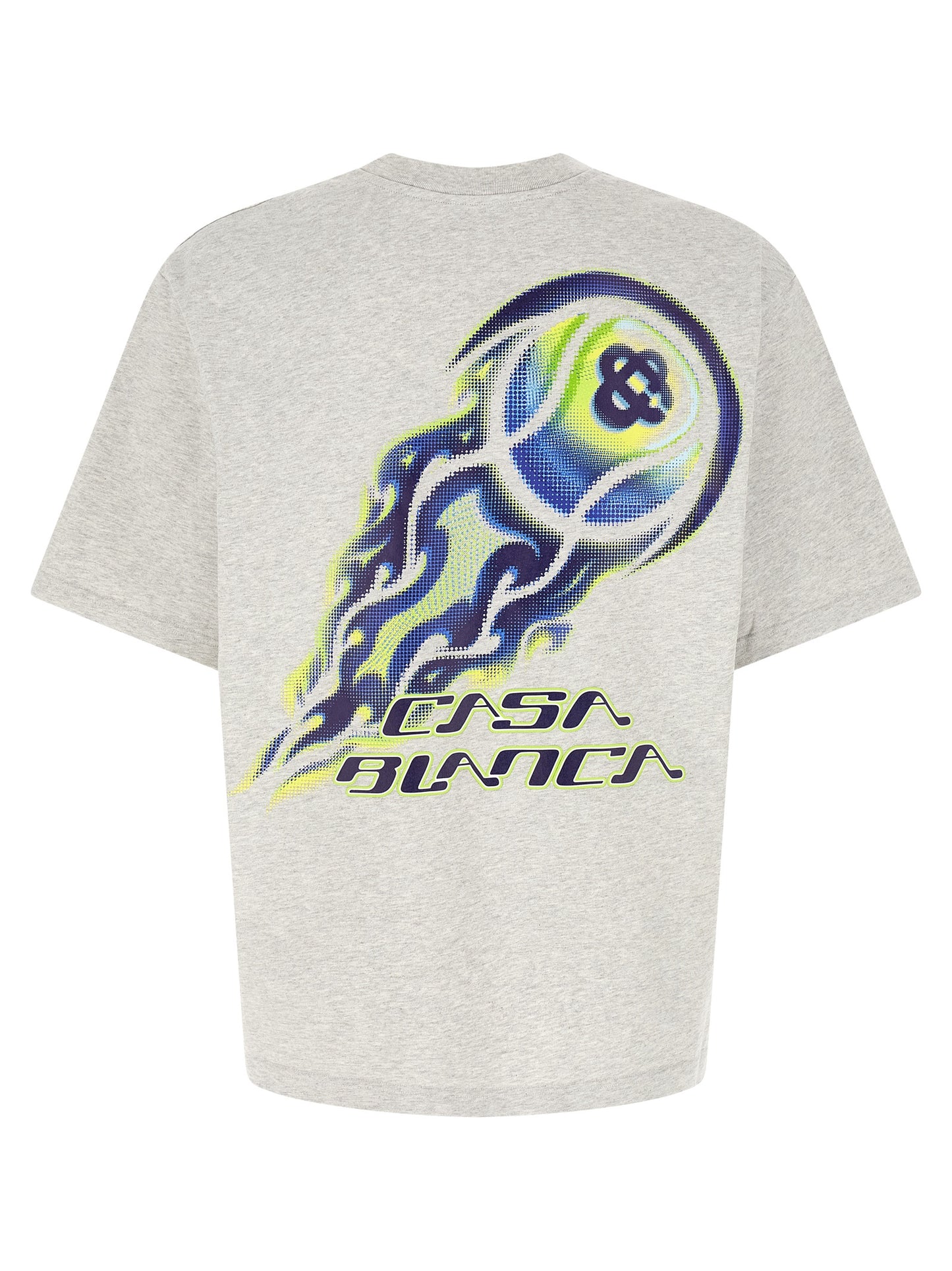 T-Shirt by Casablanca for men in organic cotton gray & print showcases a dramatic silhouette, elegantly detailed with a dramatic crew neckline and for a truly dramatic finish.