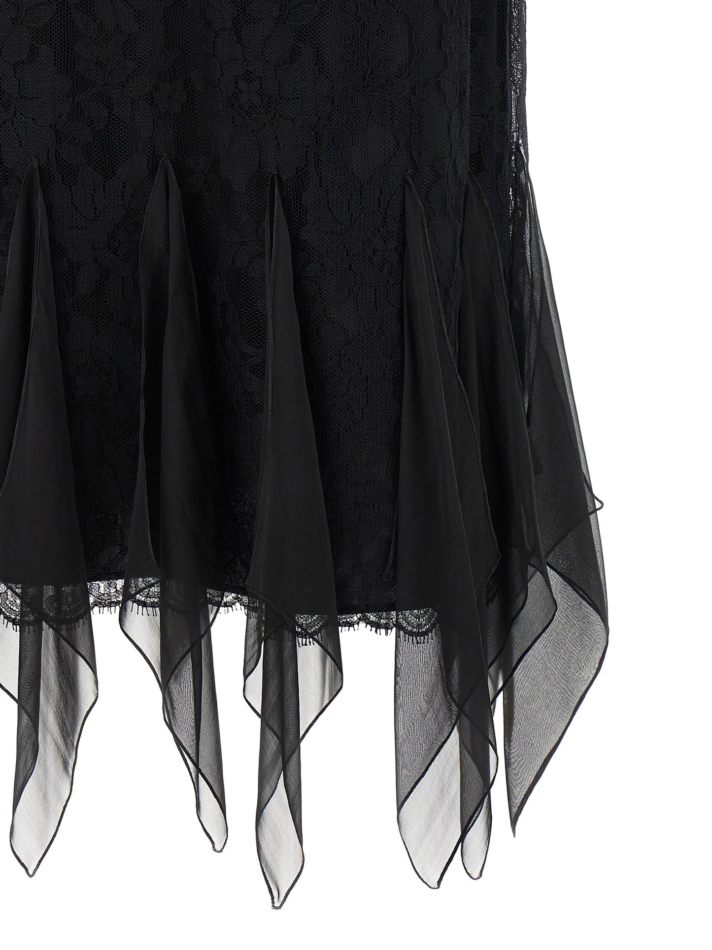 Skirt by Valentino Garavani for women in polyamide cotton chiffon black showcases a dramatic silhouette, artfully capturing the essence of the Women's Flared Asymmetrical Polyamide Cotton Chiffon Midi Skirt in a dramatic midi cut for a refined look.