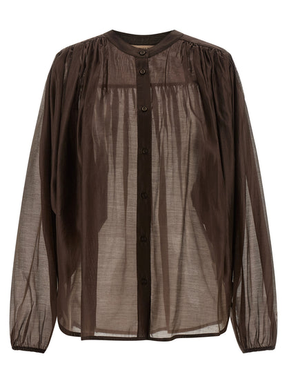 Blouse by Twinset for women in polyester brown & transparent features an architectural silhouette with a refined and elegant for a architectural look.