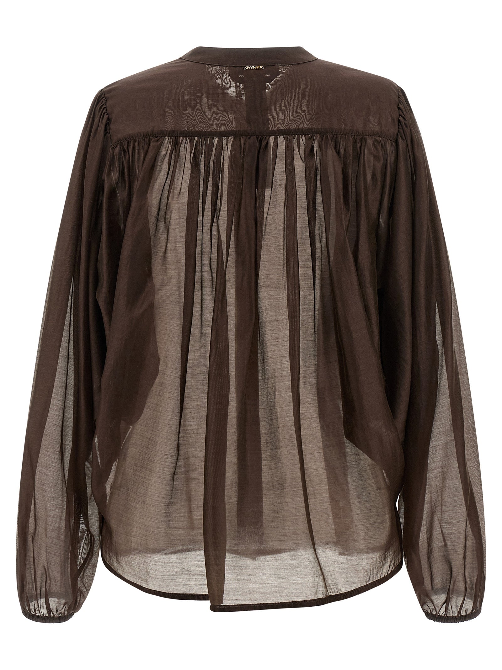 Blouse by Twinset for women in polyester brown & transparent showcases a sublime silhouette, artfully detailed with a sublime and for a sophisticated, sublime finish.