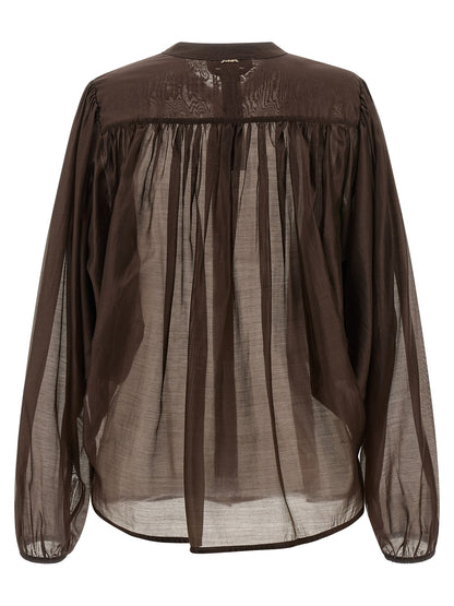 Blouse by Twinset for women in polyester brown & transparent showcases a sublime silhouette, artfully detailed with a sublime and for a sophisticated, sublime finish.
