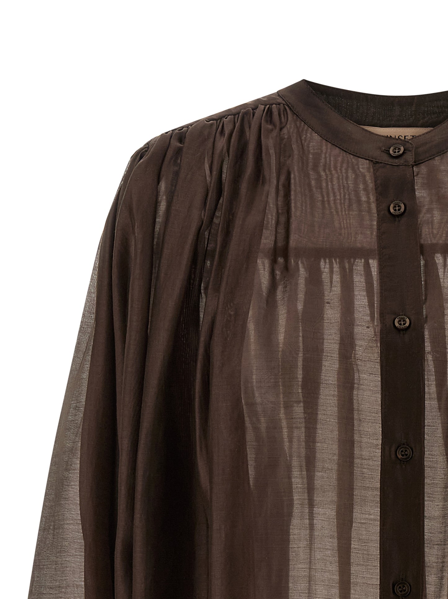 Blouse by Twinset for women in polyester brown & transparent presents a discerning silhouette, showcasing a sophisticated and for a truly discerning finish.