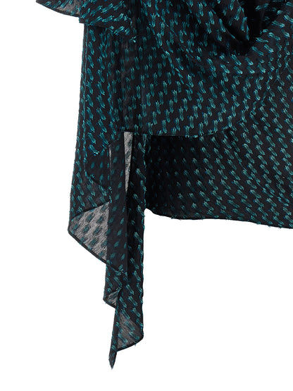 Blouse by Kiko Kostadinov for women in virgin wool & polyester blue & jacquard features an polished silhouette, showcasing a sophisticated and detail for a truly polished finish.