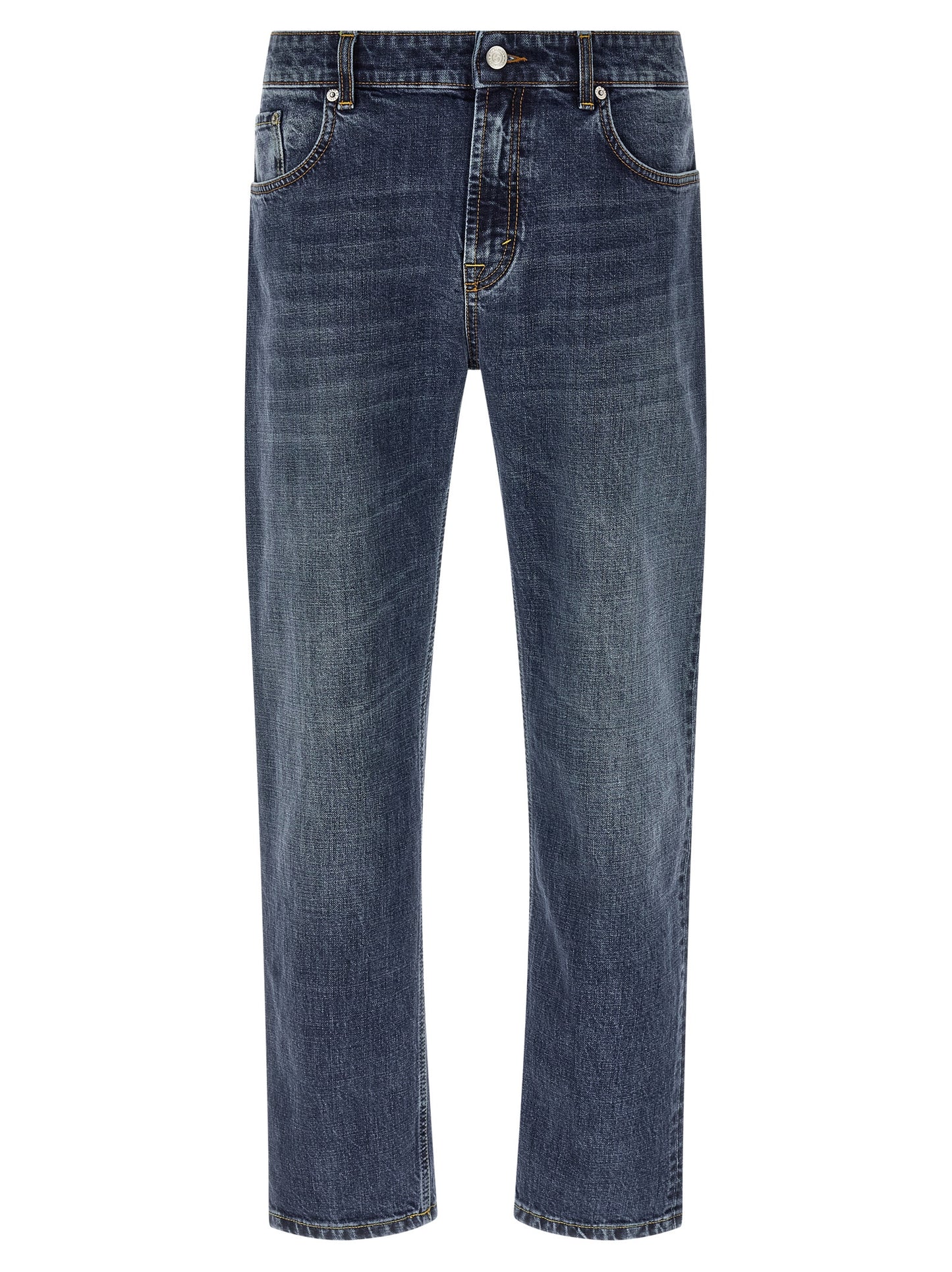 Jeans by Department 5 for men in stretch denim cotton blue features an refined tailoring silhouette, showcasing a premium straight-leg & regular-fit with a and long cut for a refined tailoring look.
