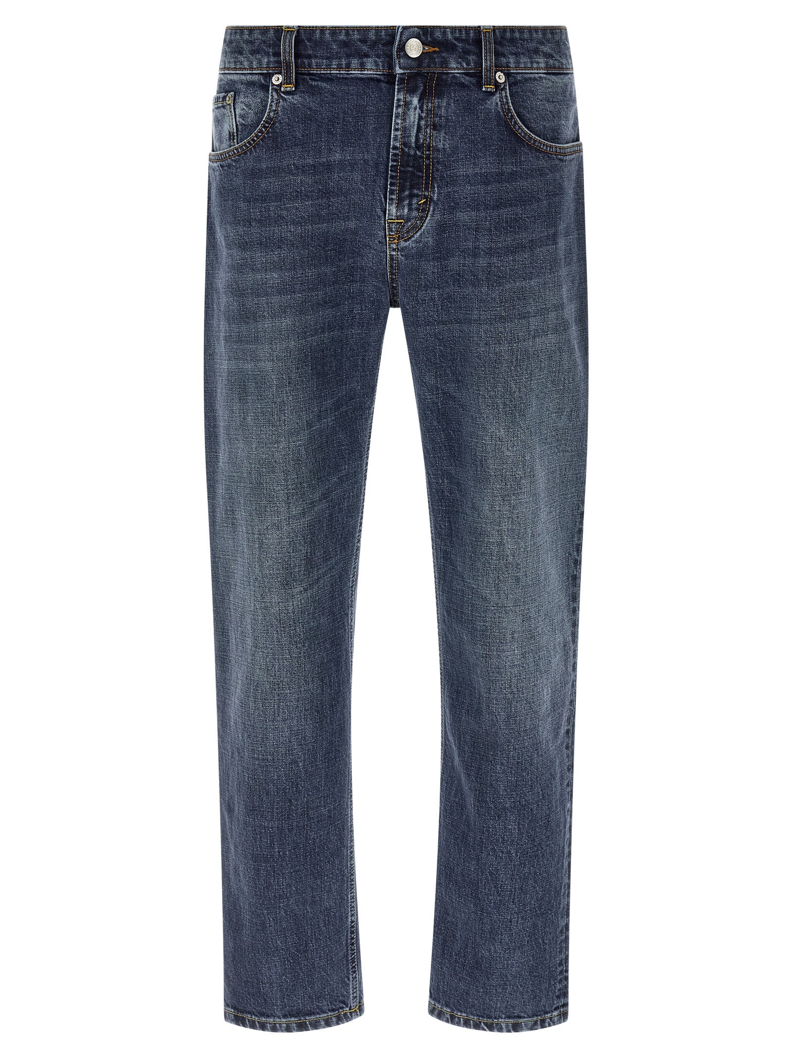 Jeans by Department 5 for men in stretch denim cotton blue features an refined tailoring silhouette, showcasing a premium straight-leg & regular-fit with a and long cut for a refined tailoring look.