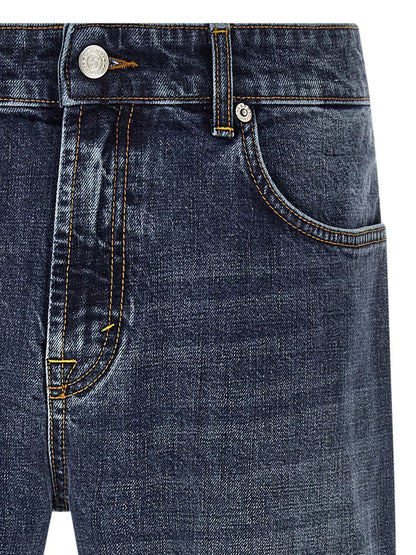 Jeans by Department 5 for men in stretch denim cotton blue presents a refined pantology silhouette, artfully defined by a refined pantology straight-leg & regular-fit, long, and a sophisticated .