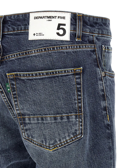 Jeans by Department 5 for men in stretch denim cotton blue features an sartorial straight-leg & regular-fit and long with a cut for a sartorial finish.