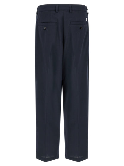 Chinos Pants by Department 5 for men in stretch viscose polyester blue features an utilitarian-chic silhouette, showcasing a utilitarian-chic straight-leg, relaxed-fit & wide with a long cut and for a refined look.