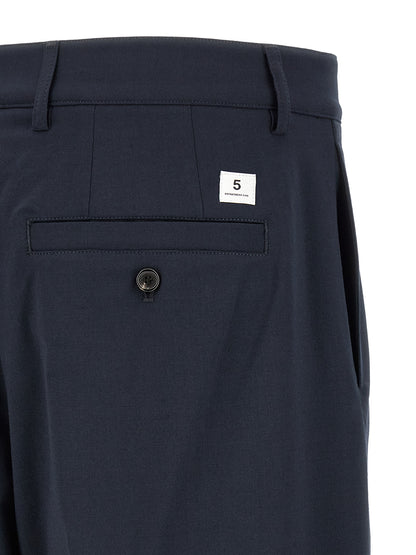 Chinos Pants by Department 5 for men in stretch viscose polyester blue features an sharp straight-leg, relaxed-fit & wide and long with a , highlighting a sharp silhouette for a sophisticated look.