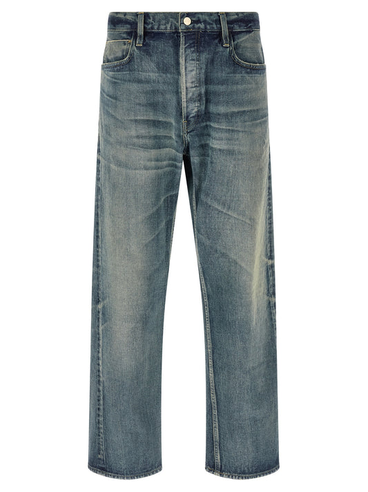 Jeans by Fear Of God for men in cotton denim light-blue features an refined tailoring silhouette, showcasing a premium straight-leg with a and long cut for a refined tailoring look.