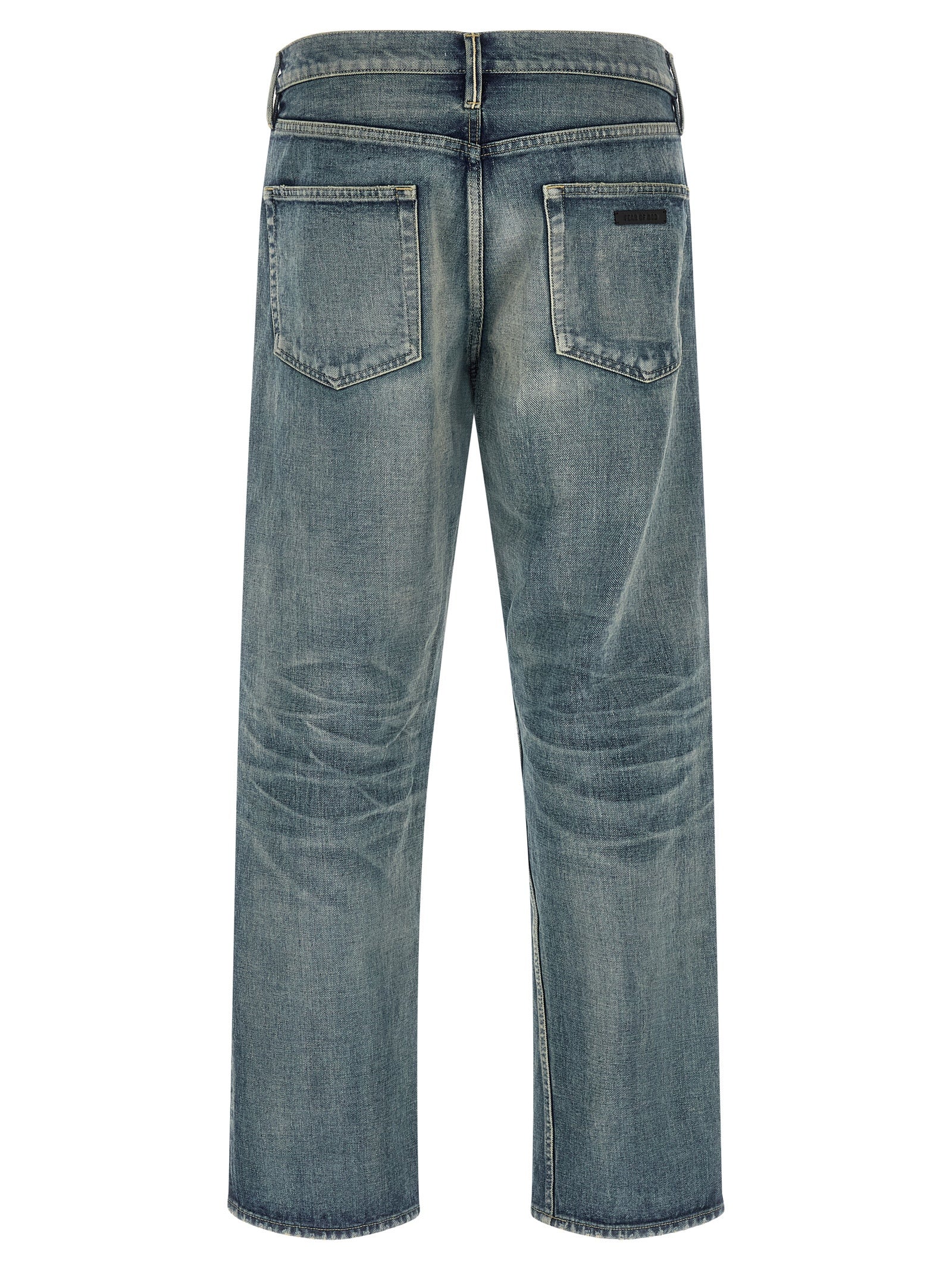 Jeans by Fear Of God for men in cotton denim light-blue features a refined silhouette with a refined straight-leg, defined by a and a refined long for a refined finish.