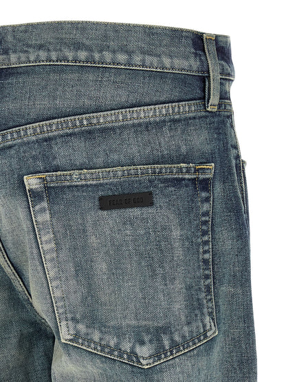 Jeans by Fear Of God for men in cotton denim light-blue features an sophisticated and straight-leg with a precise long, creating a sophisticated and sophisticated silhouette.