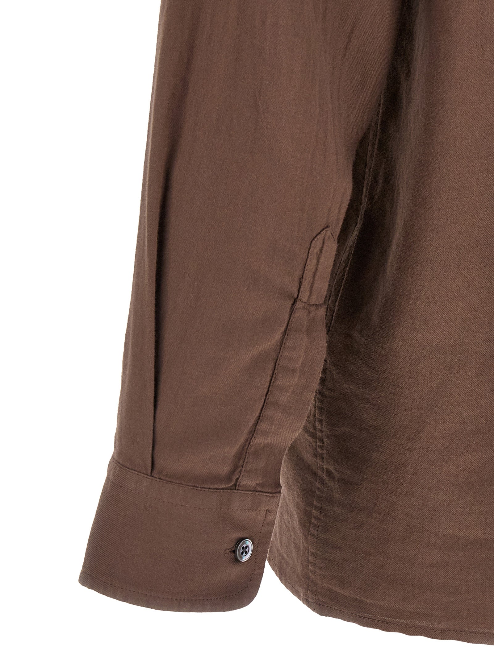 Shirt by CELLAR DOOR for men in cotton brown, featuring a nuanced and nuanced for a sophisticated finish.