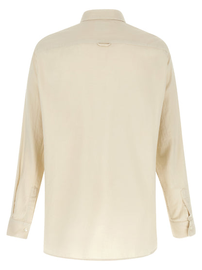 Shirt by CELLAR DOOR for men in cotton beige showcases a sleek silhouette, elegantly detailed with a sleek and for a sleek finish.