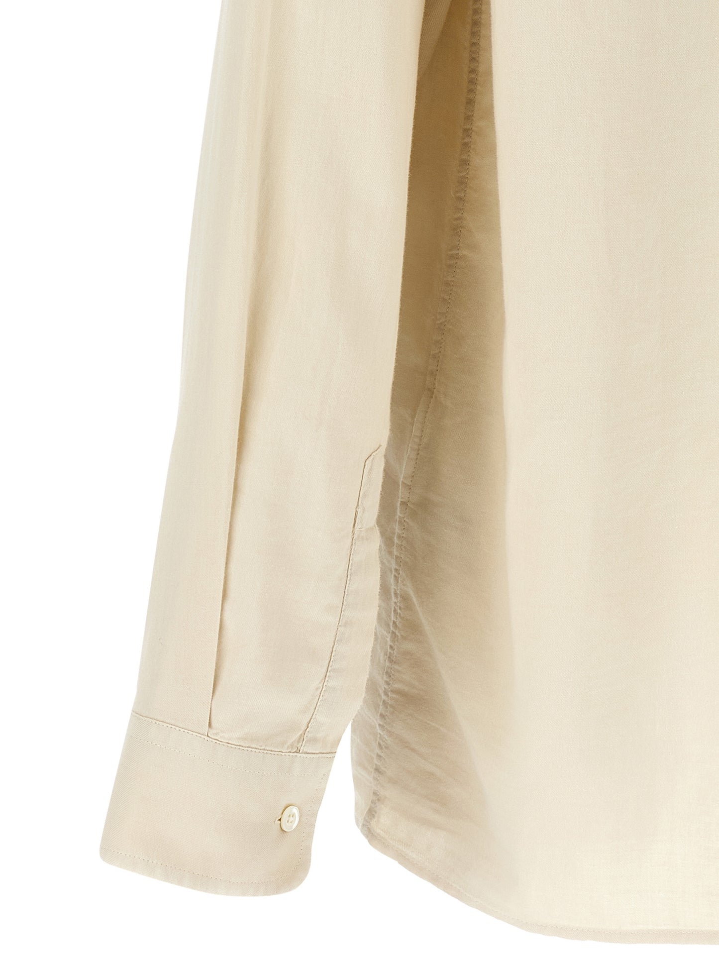 Shirt by CELLAR DOOR for men in cotton beige showcases a sublime silhouette, artfully detailed with a sublime and for a sophisticated, sublime finish.