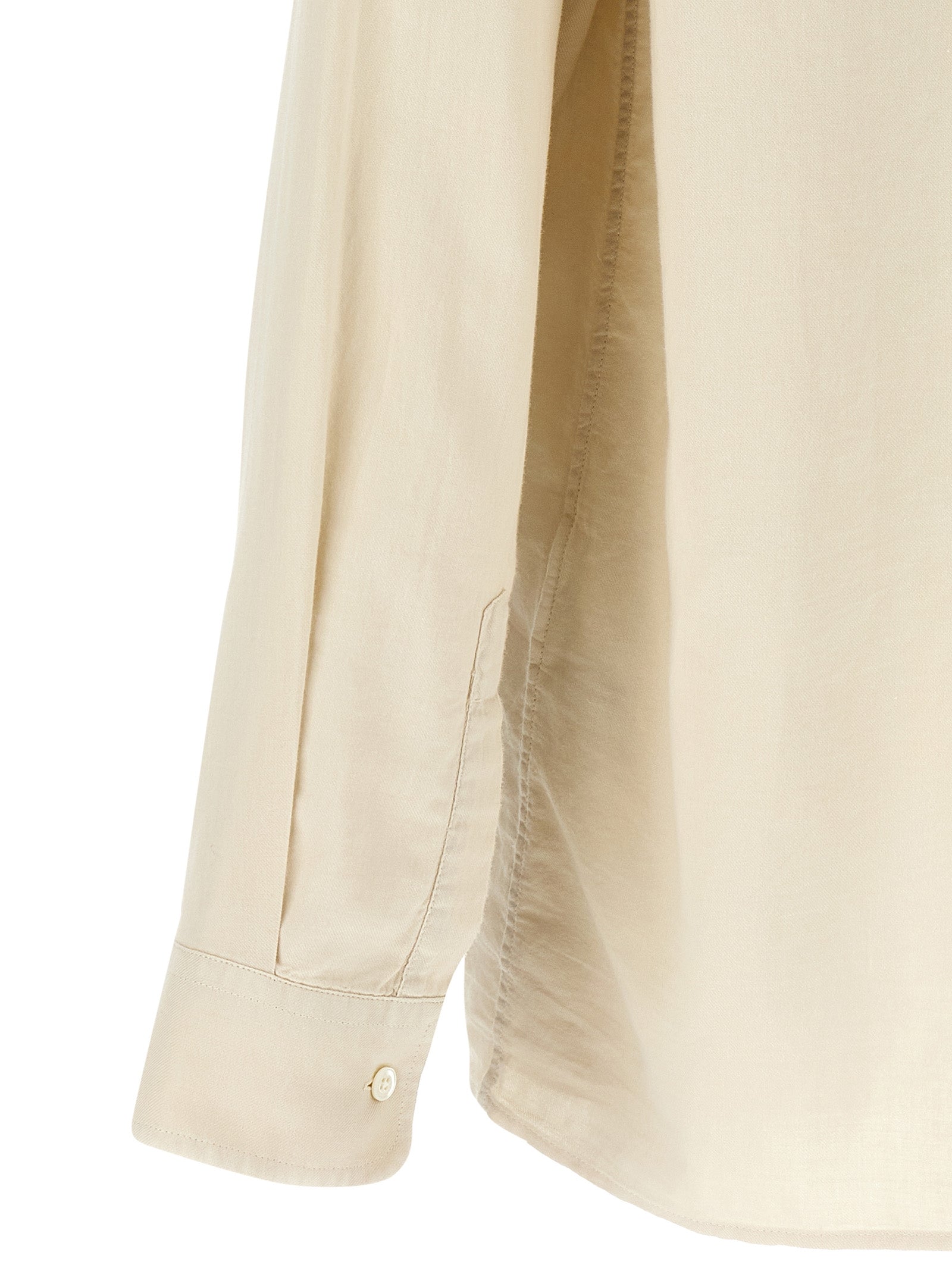 Shirt by CELLAR DOOR for men in cotton beige showcases a sublime silhouette, artfully detailed with a sublime and for a sophisticated, sublime finish.