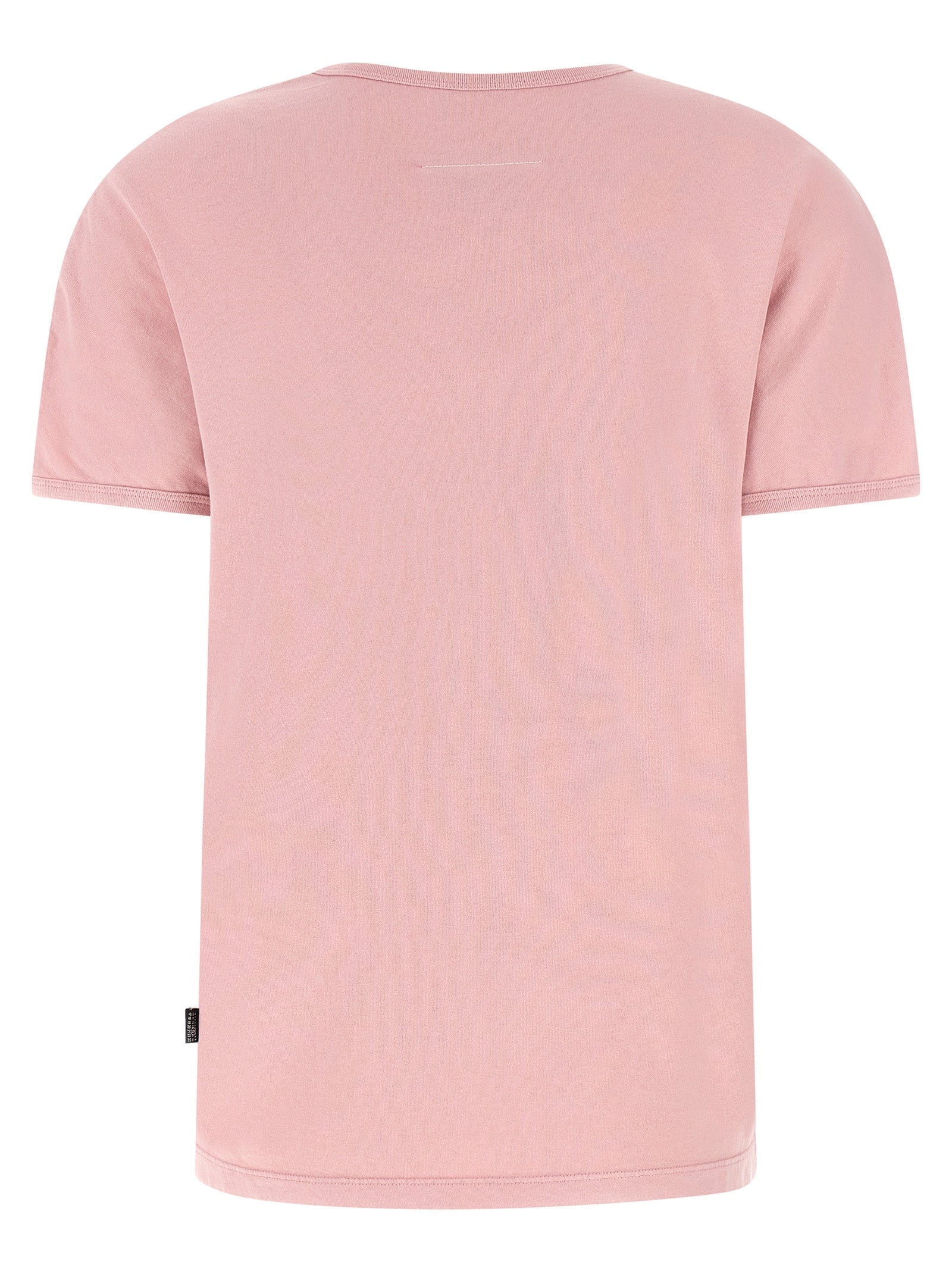 T-Shirt by MM6 Maison Margiela for women in cotton multicolor, pink, white, signature & print features an edgy silhouette, meticulously detailed with a sophisticated and crew neckline for a truly edgy finish.