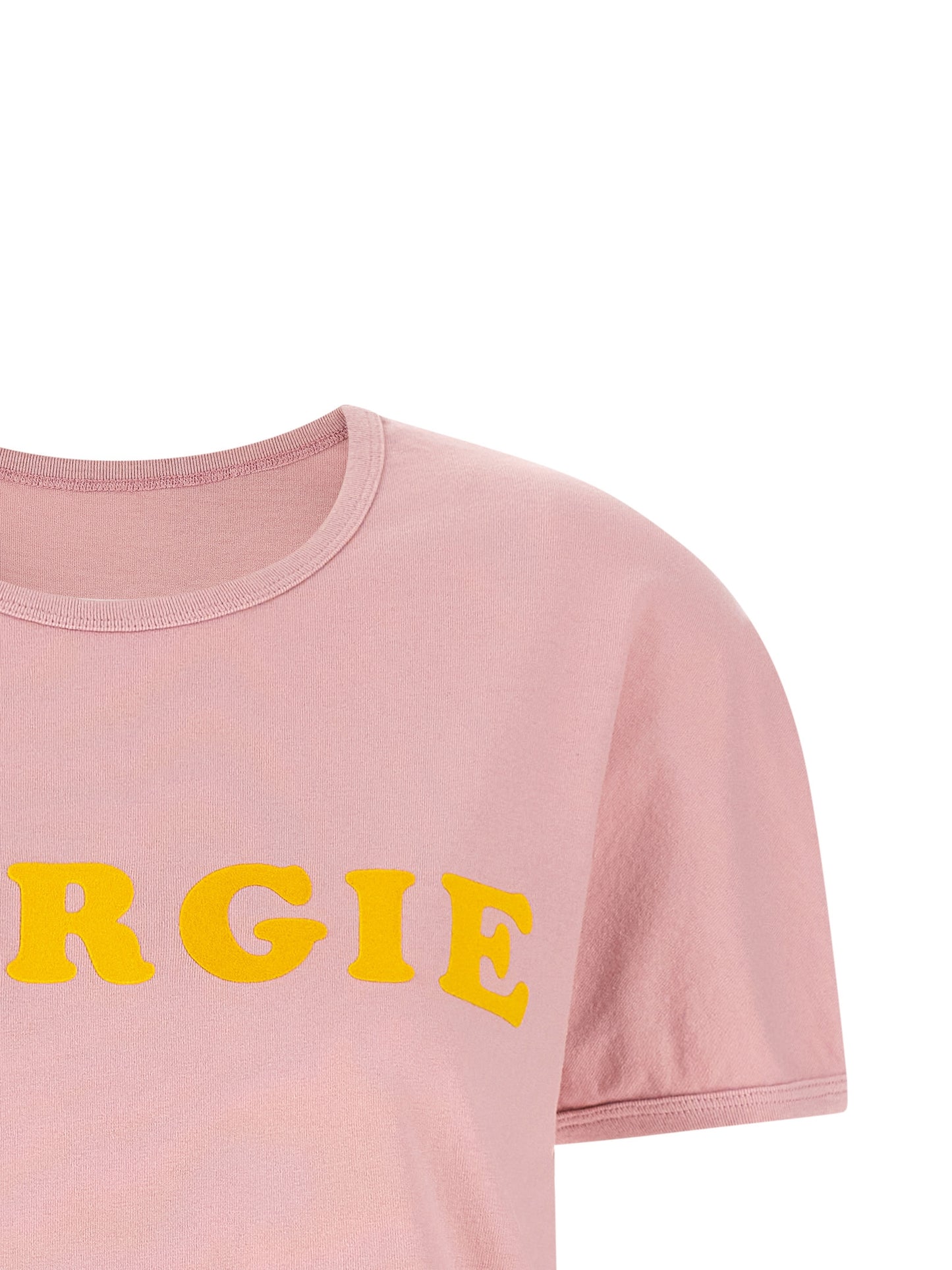 T-Shirt by MM6 Maison Margiela for women in cotton multicolor, pink, white, signature & print showcases a dramatic silhouette, elegantly detailed with a dramatic crew neckline and for a truly dramatic finish.