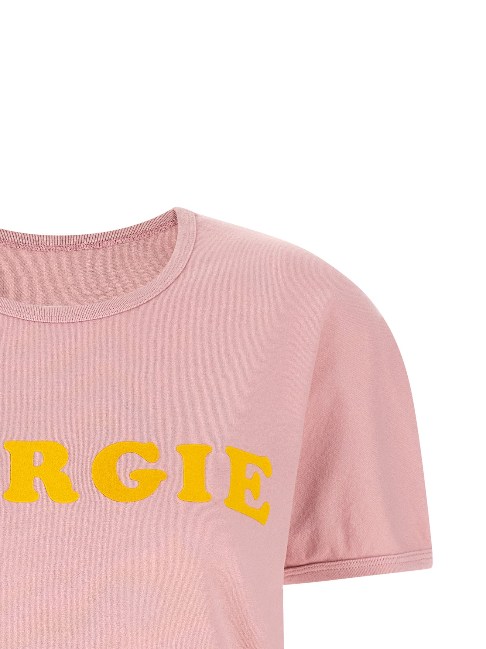 T-Shirt by MM6 Maison Margiela for women in cotton multicolor, pink, white, signature & print showcases a dramatic silhouette, elegantly detailed with a dramatic crew neckline and for a truly dramatic finish.