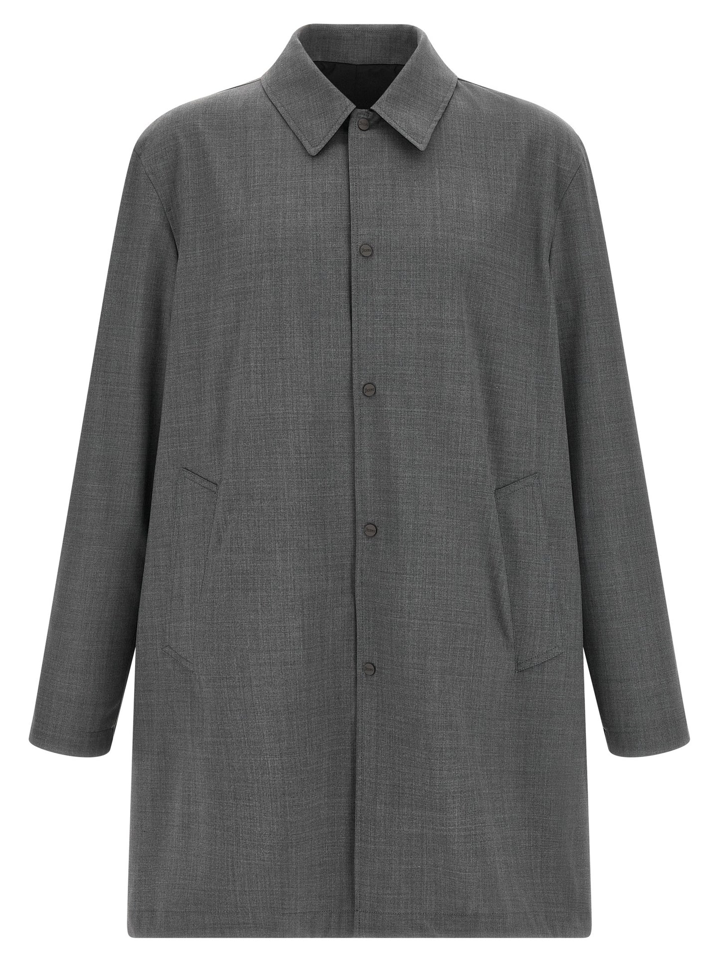 Overcoat by Herno for men in polyester wool multicolor features a contemporary silhouette showcasing a contemporary shirt-collar neckline and refined water-resistant, lightweight & pockets for a sophisticated finish.