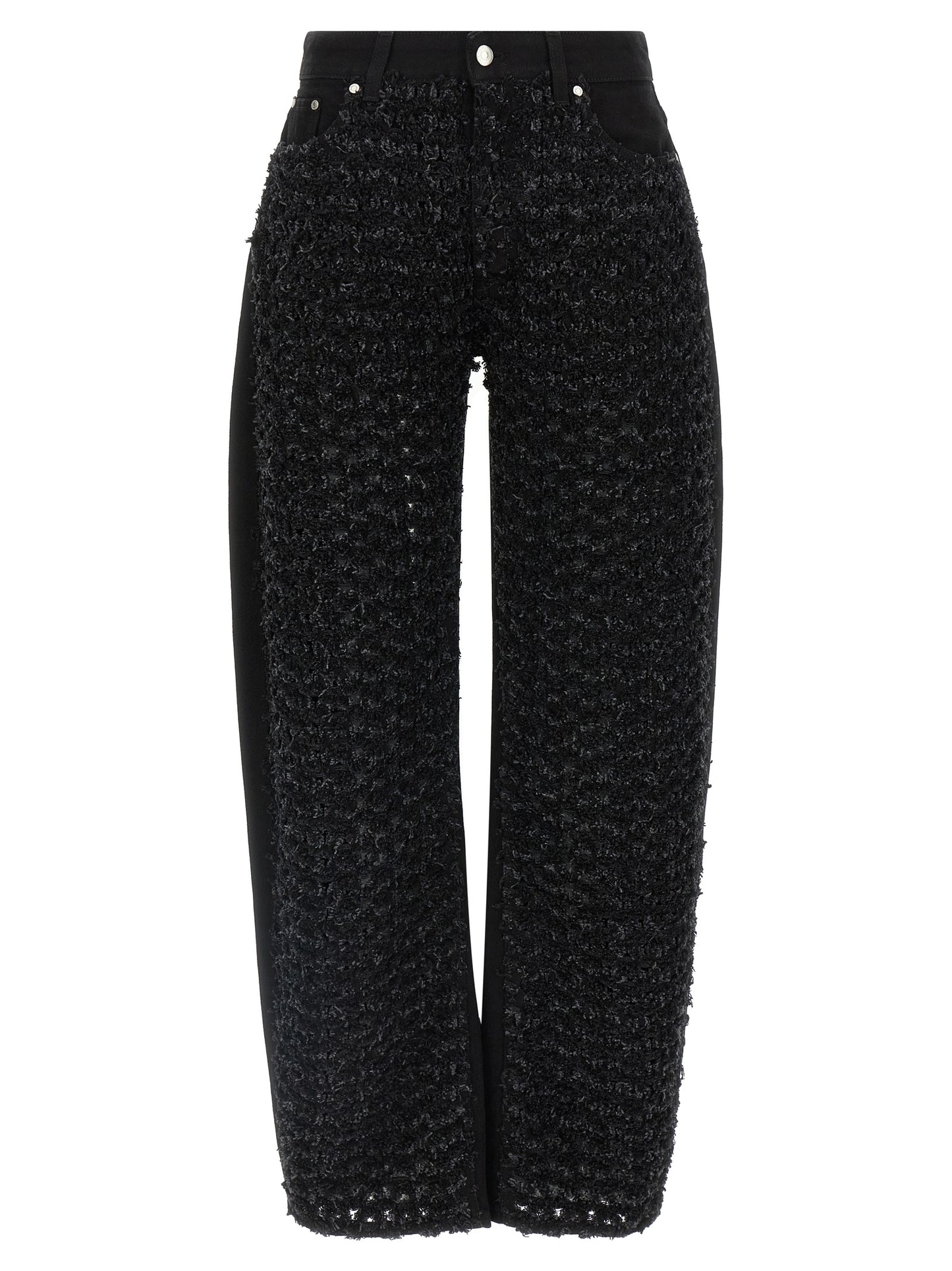 Jeans by Stella McCartney for women in denim cotton black presents a refined pantology silhouette, artfully defined by a refined pantology straight-leg, relaxed-fit & wide, long, and a sophisticated .