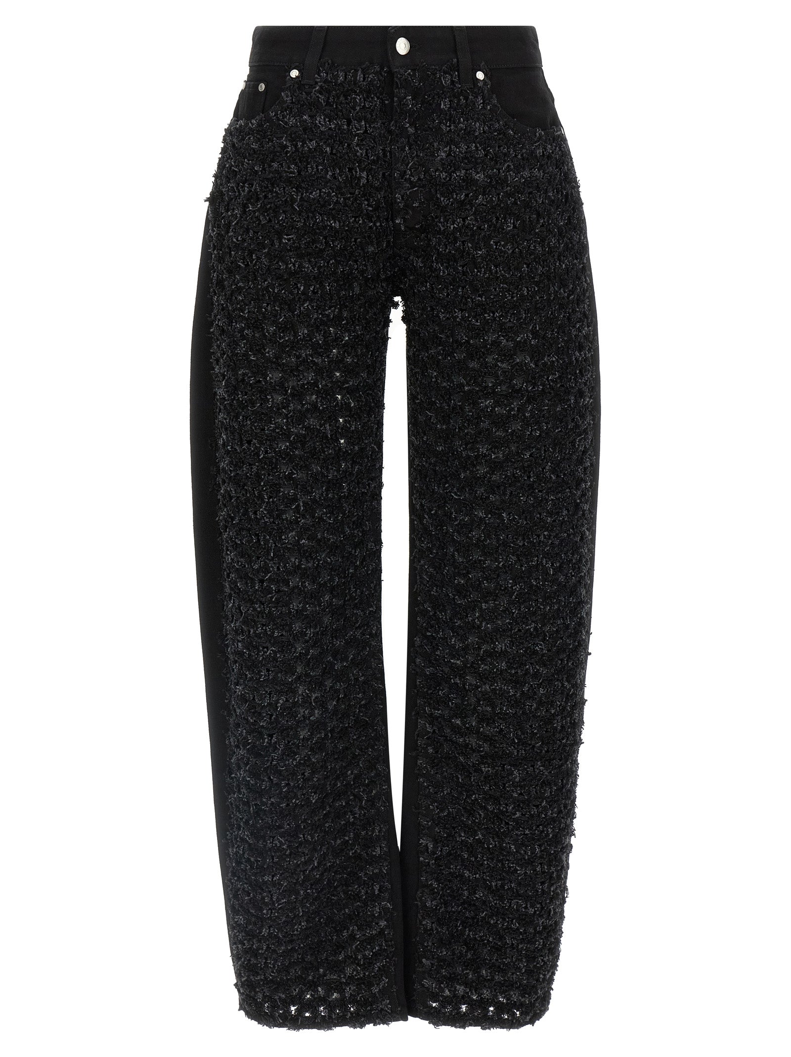 Jeans by Stella McCartney for women in denim cotton black presents a refined pantology silhouette, artfully defined by a refined pantology straight-leg, relaxed-fit & wide, long, and a sophisticated .