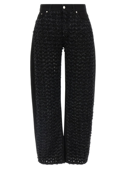 Jeans by Stella McCartney for women in denim cotton black presents a refined pantology silhouette, artfully defined by a refined pantology straight-leg, relaxed-fit & wide, long, and a sophisticated .