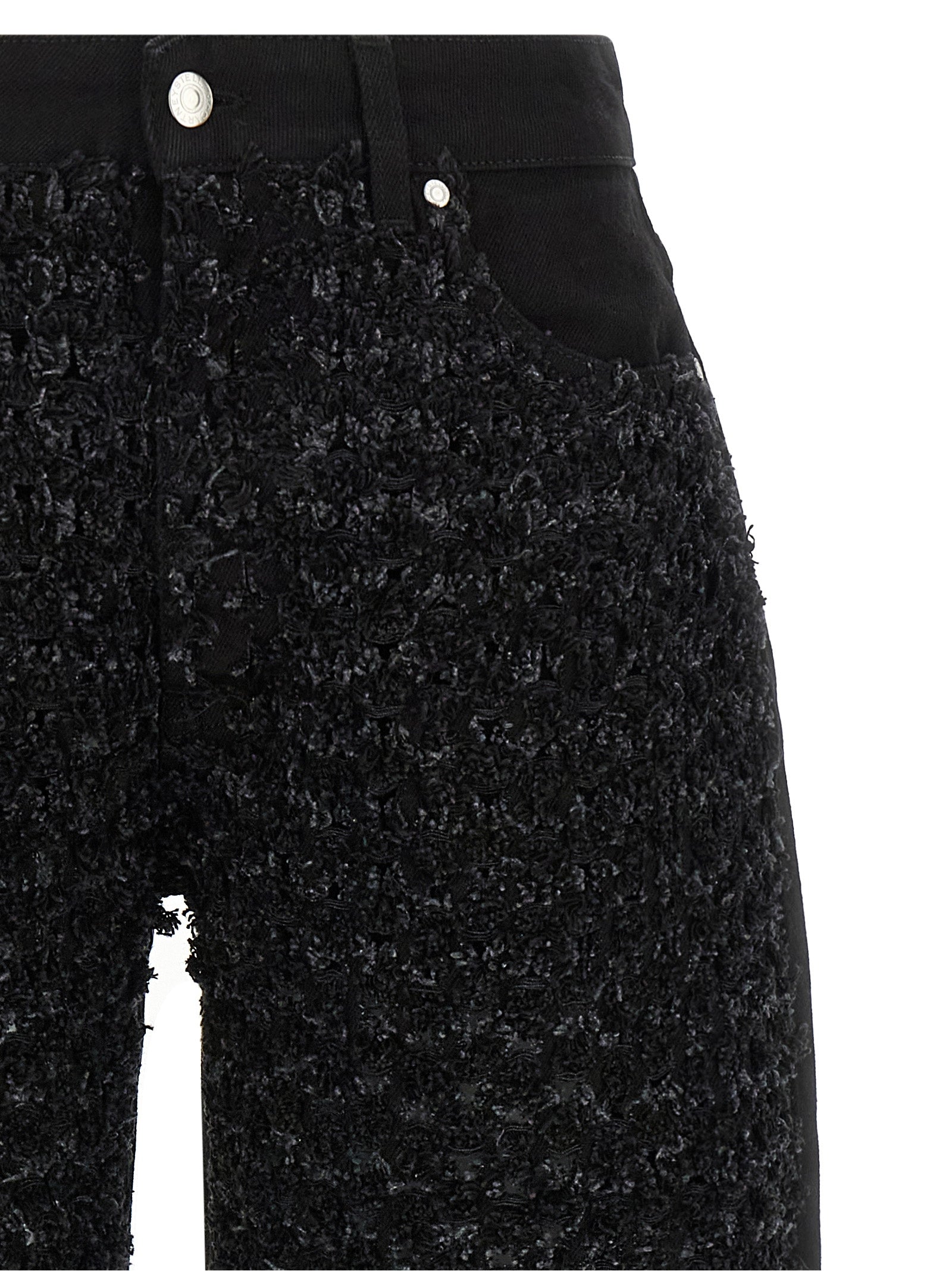 Jeans by Stella McCartney for women in denim cotton black presents a tailored silhouette, showcasing a tailored straight-leg, relaxed-fit & wide and long cut with a refined for a truly tailored aesthetic.