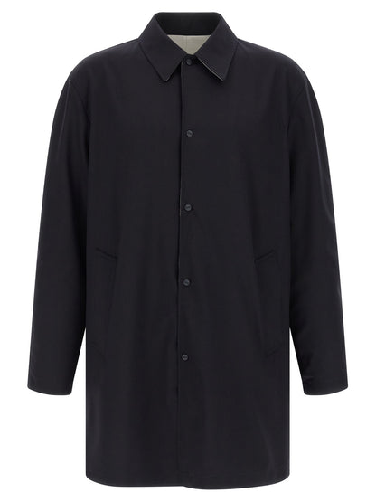 Overcoat by Herno for men in polyester wool multicolor features an voluminous silhouette, showcasing distinct water-resistant, lightweight & pockets and a voluminous shirt-collar neckline for a truly voluminous aesthetic.