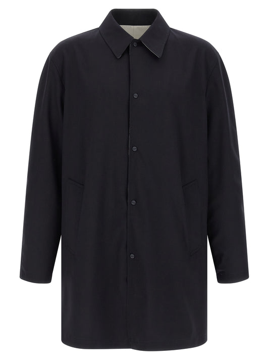 Overcoat by Herno for men in polyester wool multicolor features an voluminous silhouette, showcasing distinct water-resistant, lightweight & pockets and a voluminous shirt-collar neckline for a truly voluminous aesthetic.