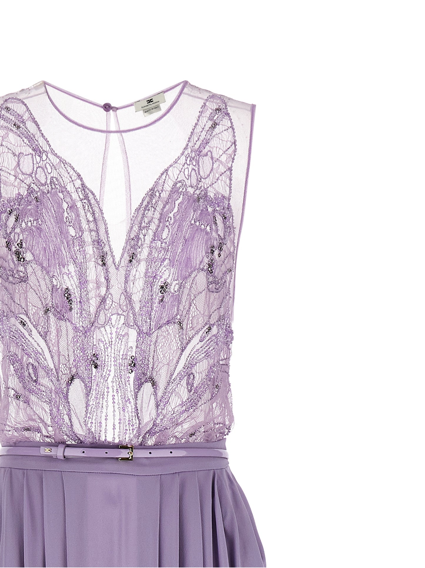 Dress by Elisabetta Franchi for women in vinyl viscose & sequins purple & red features an sultry silhouette defined by a and , falling to an sultry long for a sultry look.