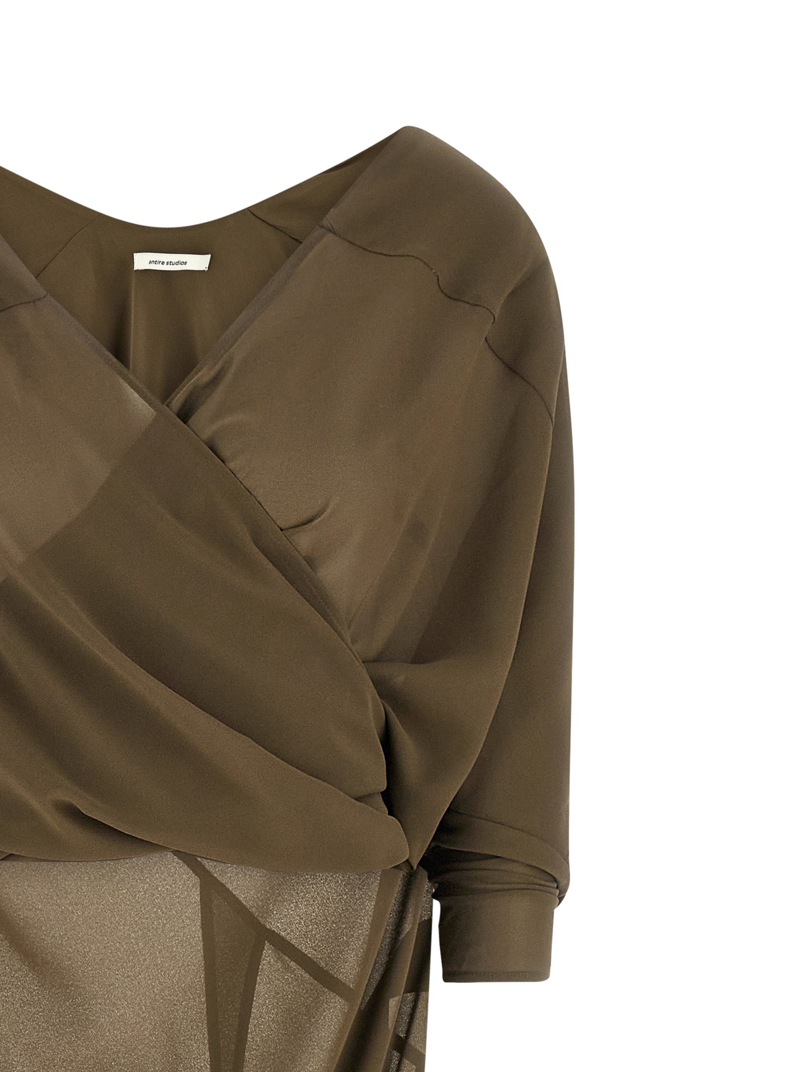 Dress by Entire Studios for women in polyester bicolour, green & transparent presents a sinuous silhouette, showcasing a sophisticated v-neck split neckline and detailed with a sinuous long for a refined finish.