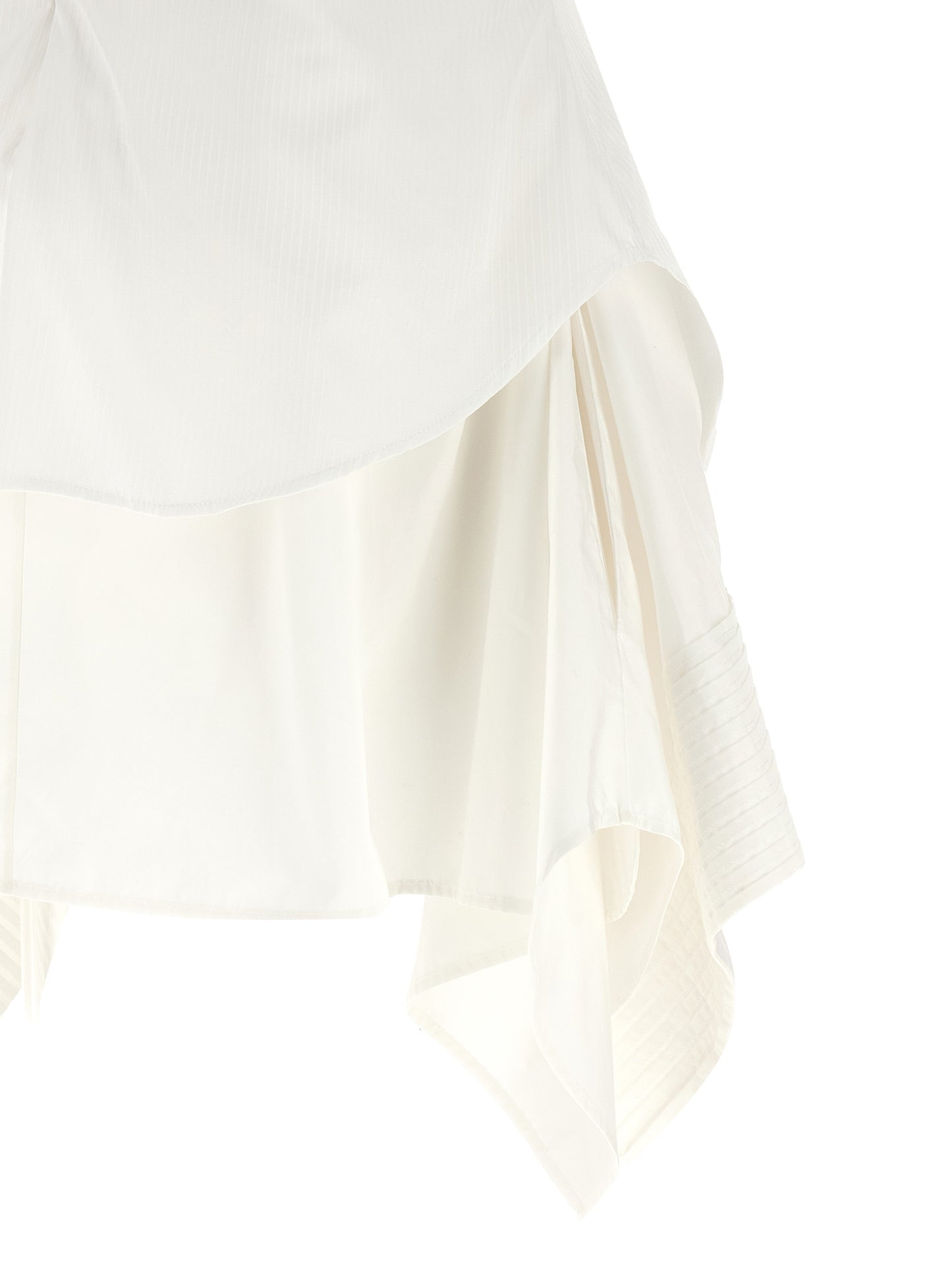 Dress by Alexander McQueen for women in cotton white & striped features an sultry silhouette defined by a and , falling to an sultry short mini for a sultry look.