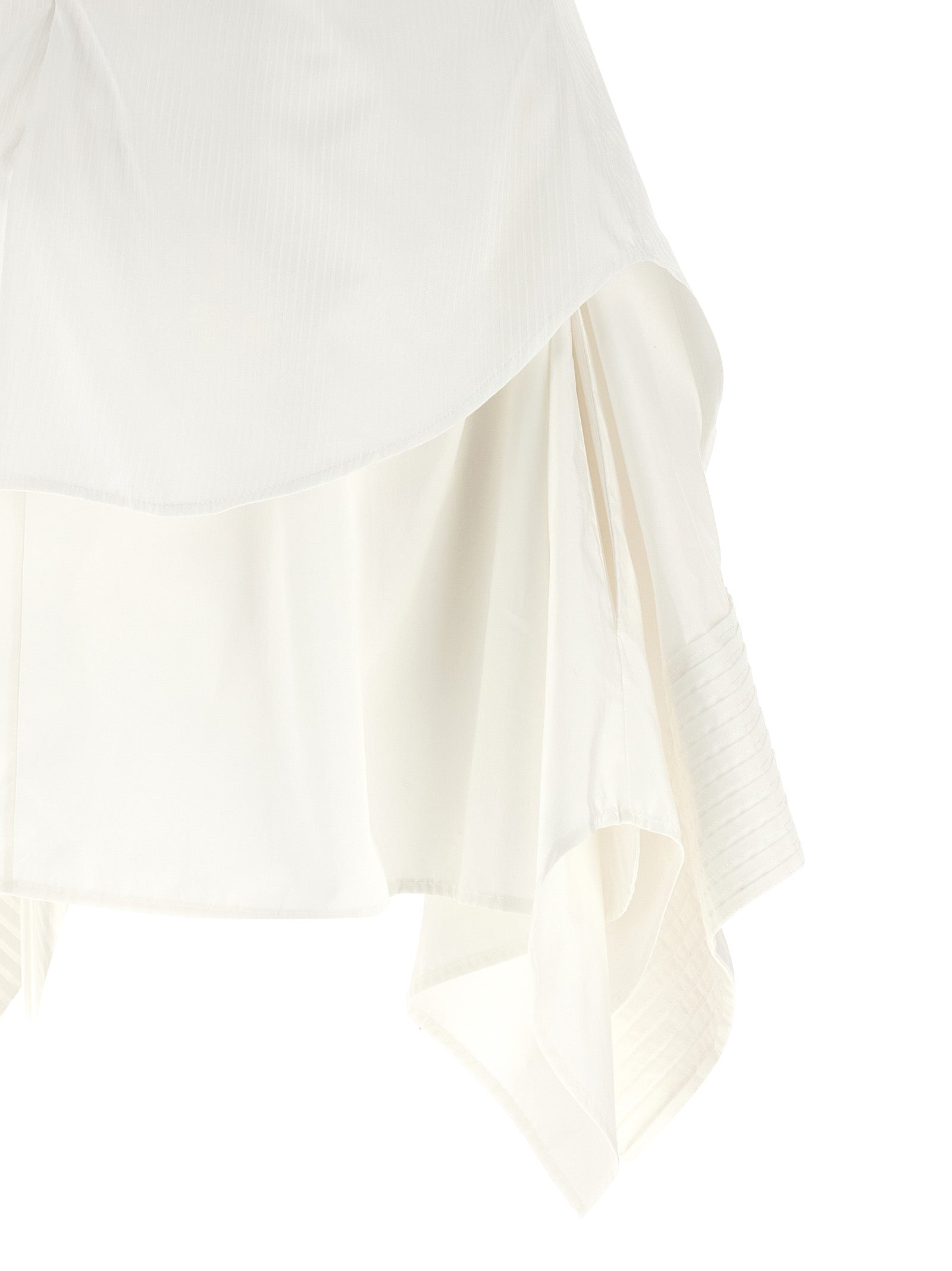 Dress by Alexander McQueen for women in cotton white & striped features an sultry silhouette defined by a and , falling to an sultry short mini for a sultry look.