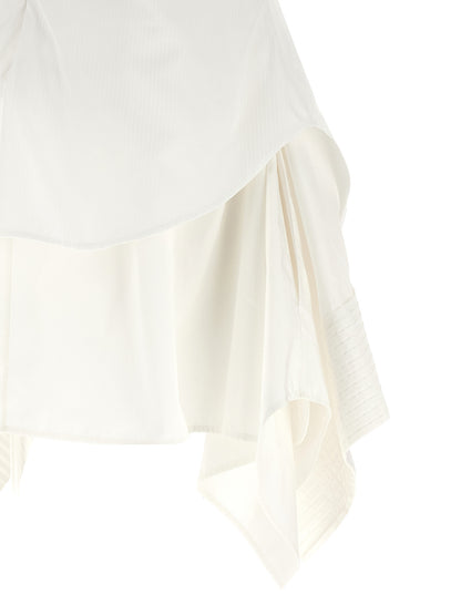 Dress by Alexander McQueen for women in cotton white & striped features an sultry silhouette defined by a and , falling to an sultry short mini for a sultry look.