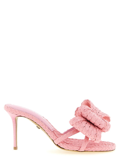 MACH & MACH Women's Raffia Stiletto Mules Sandals - Multicolor Pink