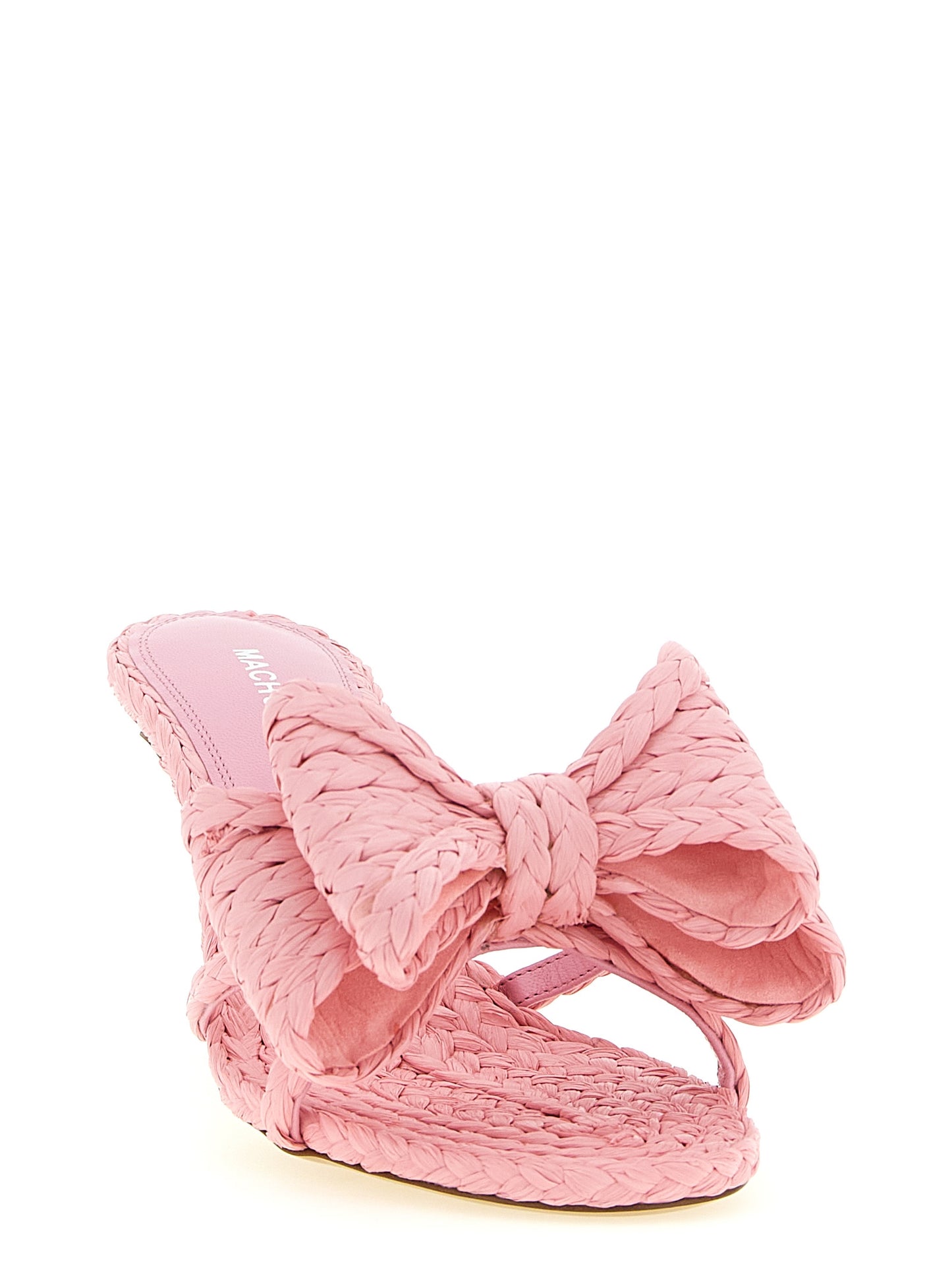 MACH & MACH Women's Raffia Stiletto Mules Sandals - Multicolor Pink