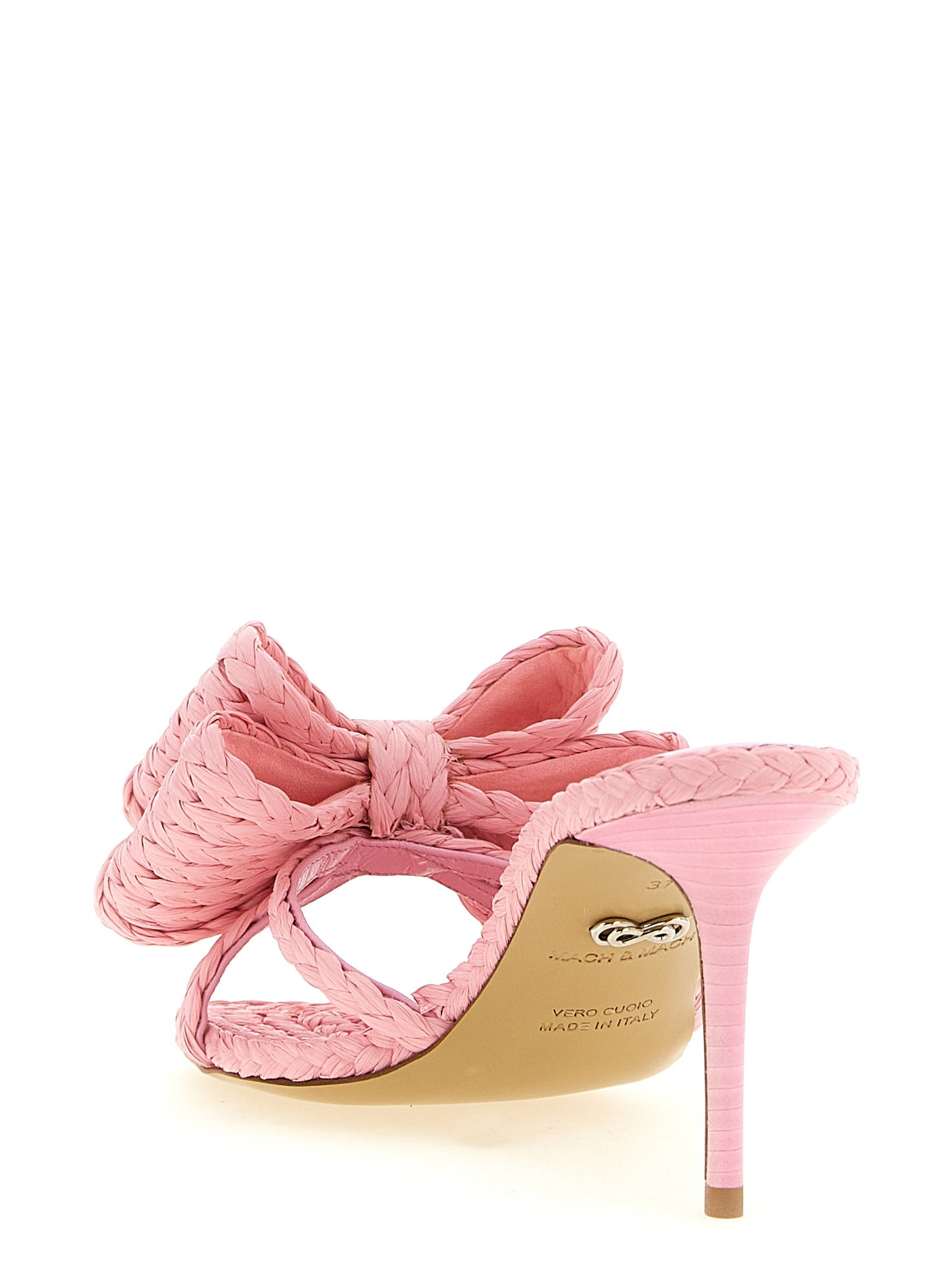 MACH & MACH Women's Raffia Stiletto Mules Sandals - Multicolor Pink