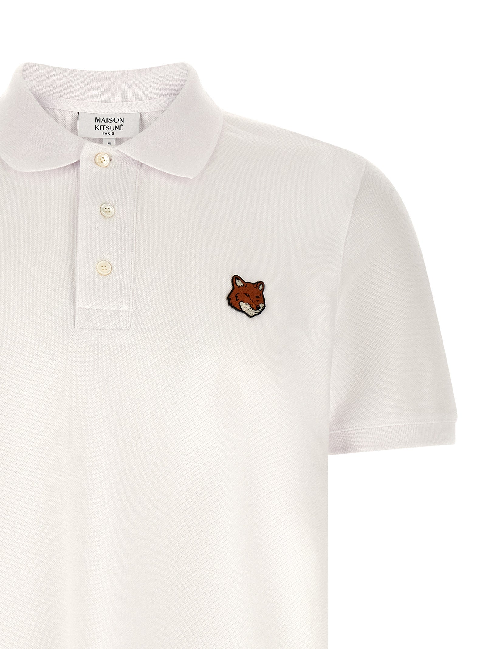 Polo Shirt by Maison Kitsuné for men in cotton white presents a sleek silhouette, featuring a refined and for a sleek finish.