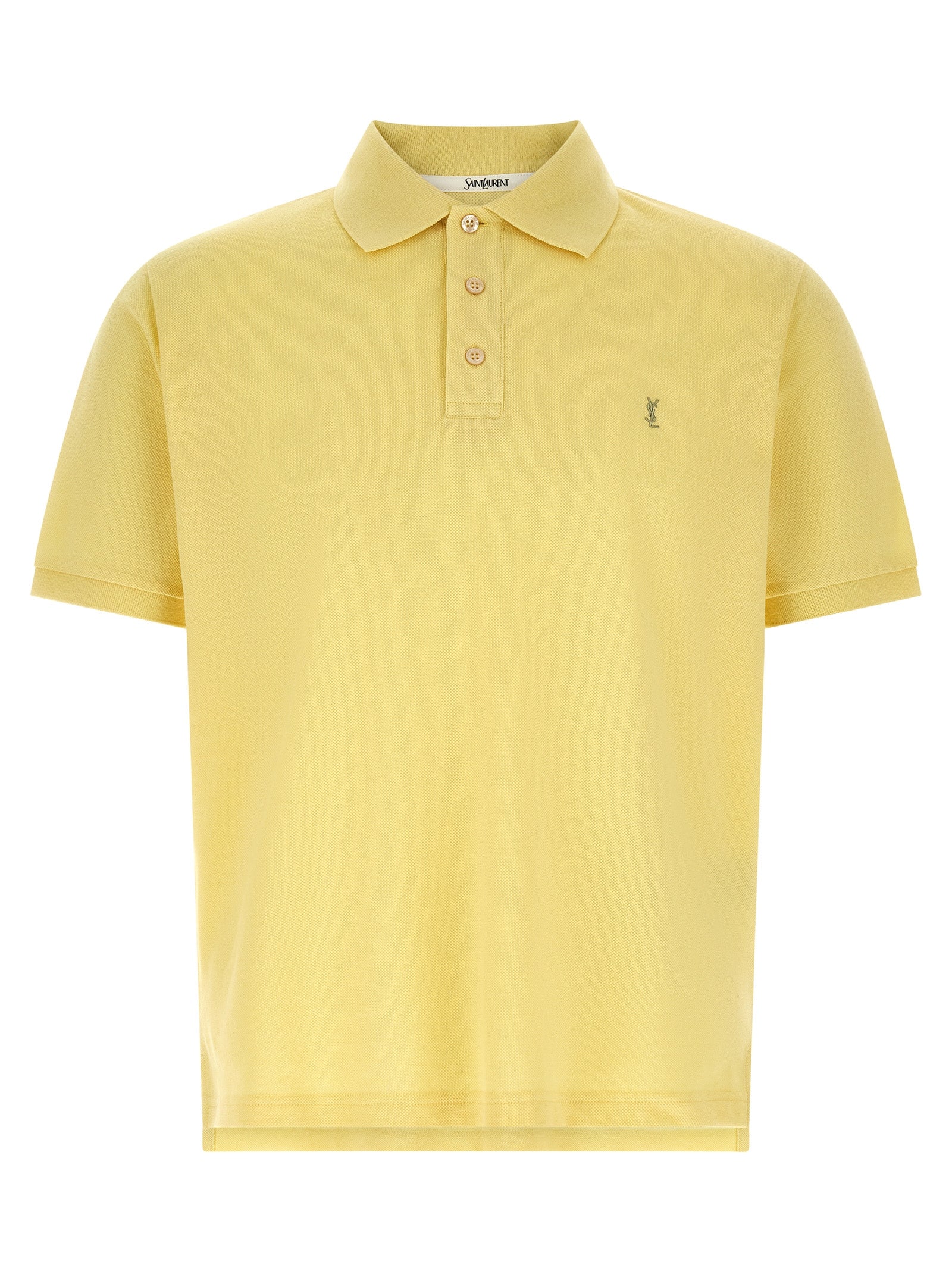 Polo Shirt by Saint Laurent for men in cotton bicolour & yellow features a eye catching silhouette, showcasing a refined and short-sleeve for a eye catching finish.