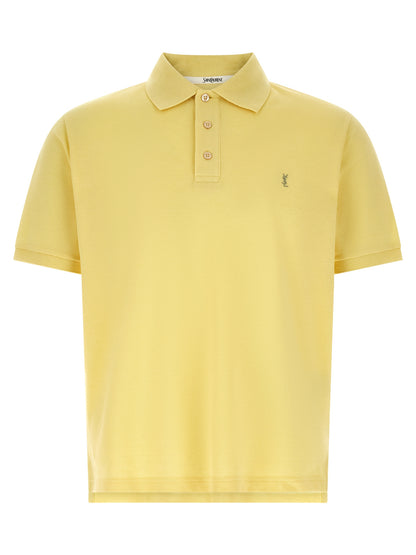Polo Shirt by Saint Laurent for men in cotton bicolour & yellow features a eye catching silhouette, showcasing a refined and short-sleeve for a eye catching finish.